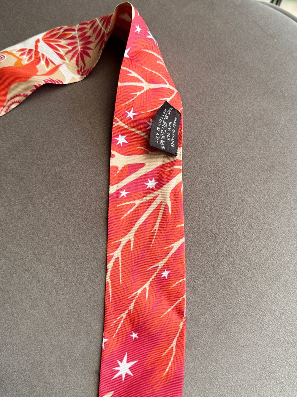 Hermes Twilly Scarf in Pink and Beige - Picture 2 of 3